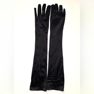 Elegant Black Long Stretchy Satin Gloves